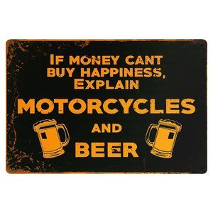 If Money Can't Buy Happiness, Explain Motorcycles And Beer Retro Vintage Metal🦄